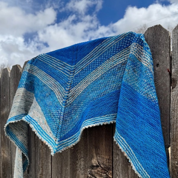 Super Girl Shawl / Wrap Knitting Pattern - A Striped and Textured Stitch Knit Shawl - PDF Download