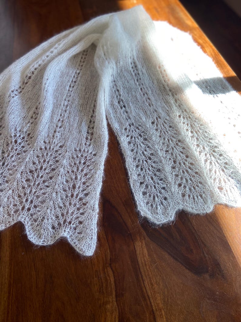 Elegant Lace Knit Shawl Pattern - Luxurious Silk Mohair Knitted Shawl - Elbert Scarf Knitting Tutorial - PDF digital Download image 3