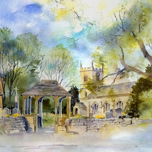 Church or Wedding venue painting in watercolour wedding gift anniversary gift