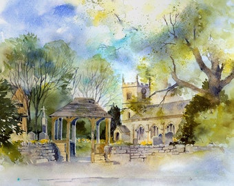Church or Wedding venue painting in watercolour wedding gift anniversary gift