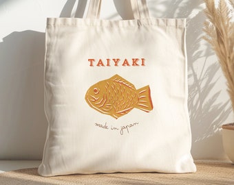 Taiyaki Tote Bag, Japanese Food Tote, Tokyo Japan Gift, Cute Kawaii Harajuku Tote, Foodie Gift, Asian Pancake, Shopping Bag, Cotton Tote Bag