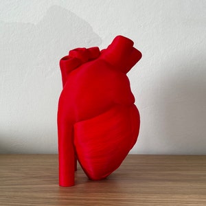 Vase en forme de cœur imprimé en 3D en rouge vif avec plastique recyclé, décoration intérieure respectueuse de lenvironnement image 3