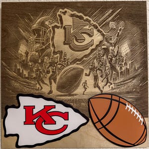 Kansas City Chiefs Wall art, Kansas City Chiefs wall decor, Kansas City Chiefs Laser engraved, Kansas City Chiefs