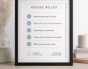 Modern House Rules Sign – Editable Airbnb Printable | Vacation Rental ...