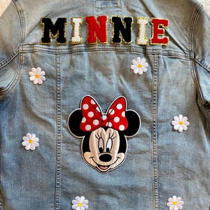 Minnie Jacket Chenille Jacket Denim Custom Name Patch Jacket Gift for Women Jean Jacket Women Patch Personalized Jacket Women Jacket