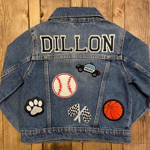 Custom Denim Jacket Denim Custom Name Patch Jacket Gift for Boys Jean Jacket Boys Patch Personalized Jacket Toddler Boy Jacket