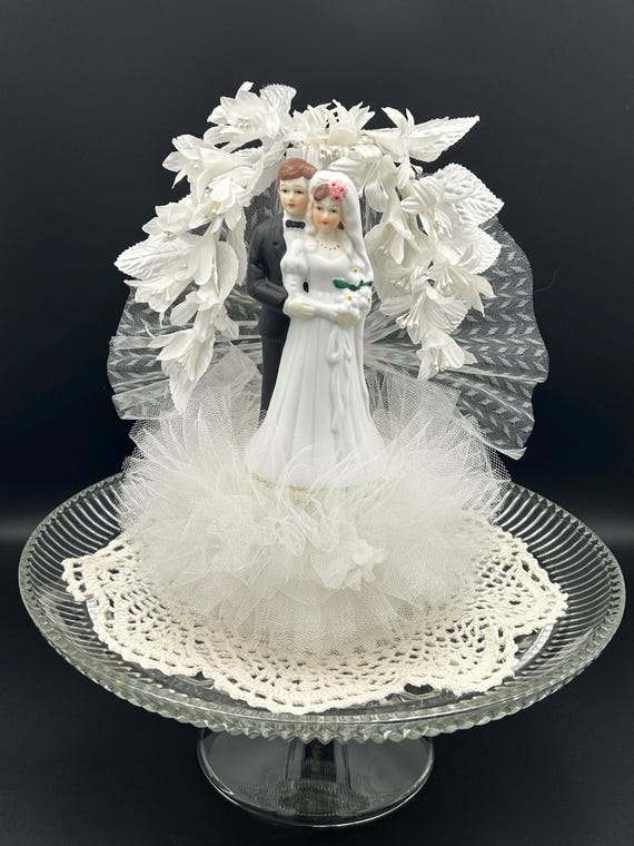 Vintage Bride & Groom Wedding/Anniversary Cake Topper.
