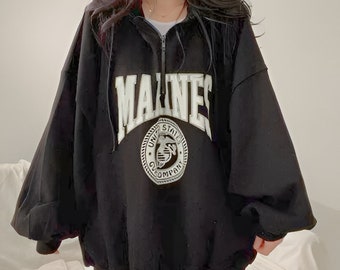 Dameshoodie Oversized Baggy Pullover met rits Los sweatshirt Comfortabele pasvorm met schattig ontwerp