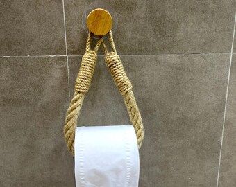 Portarrollos de papel higiénico de cuerda rústica - Cuerda de cáñamo natural de decoración rústica hecha a mano, almacenamiento de papel higiénico. Toallero. Accesorios de baño vintage