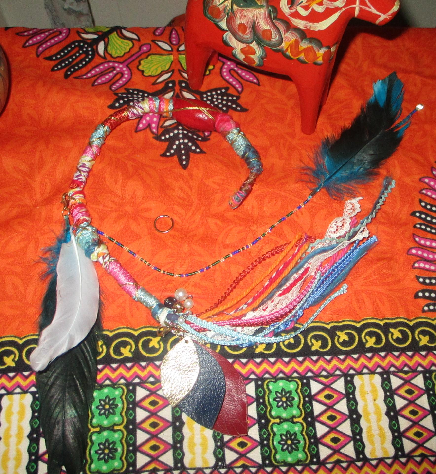 Dreadlock Hair Extension One Dreadloc Wrap Clip in Real Feathers