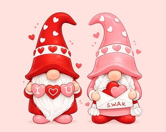 Valentine Pink Gnome PNG File, Gnome Xo Sublimation, Custom Anniversary Gonk Heart, Digital Download Mugs T-shirts, Cute Funny Gnome Clipart