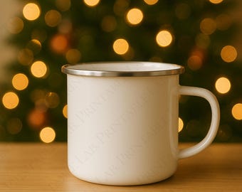 12oz Enamel Camping Mug Mockup PNG 5000x5000 | 12oz Enamel Mug Mockup | Camp Mug | Minimal Lifestyle Mug  | Digital Down | Holiday Christmas