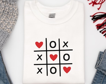 Valentine Tic Tac Toe Heart PNG, Valentine's Day Shirt Design, XOXO Game Sublimation, Retro Love (Digital Download) Heart Game Design