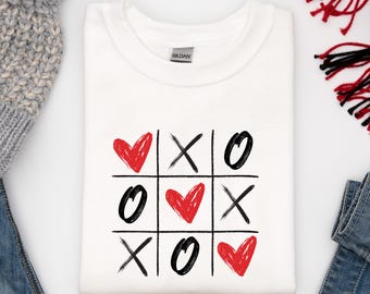 Valentine Tic Tac Toe Heart PNG, Valentine's Day Shirt Design, XOXO Game Sublimation, Retro Love (Digital Download) Heart Game Design