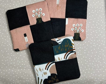 Cotton Fabric Coasters: Modern Home Decor, Set of 3