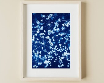 Wild Hemlock, Cyanotype on fabric, Blue wall art, Printable Wall Art, INSTANT DOWNLOAD, Home decor, Botanical art print, Abstract Botanical