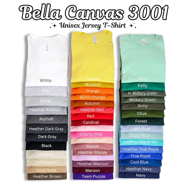 BLANK Bella Canvas 3001 Shirts - Soft Cotton Plain Shirt Toddler - Youth - Adult, 5XL Unisex shirt. 3001CV, 3001T, 3001Y Bella Canvas Shirt