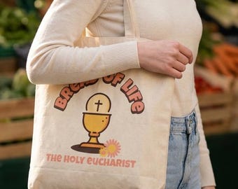 Blessed Sacrament Graphic Canvas Tote, Bread of Life Canvas Bag