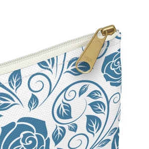 Our Lady of Guadalupe Accessory Pouch, Virgin Mary Rosary Pouch, Mother Mary Veil Bag, Mother of God Gift for Women, Blue Roses Chapel Bag image 5