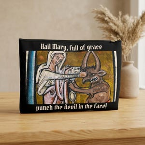 Hail Mary Punch the Devil - Rosary Pouch, Catholic Veil Bag