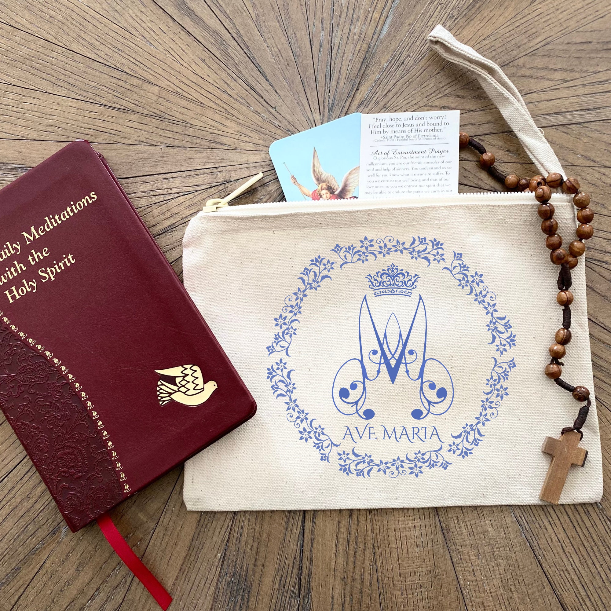 Ave Maria Schleier-Tasche, Mary Accessoire-Beutel, Rosenkranz-Beutel der Königin der Himmel, Messtasche für Sie, Jungfrau Maria Kapelle Tasche, Anbetung Tasche für Mädchen