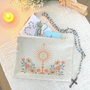 Eucharist - Rosary Pouch, Adoration Bag with Wrist Strap, Catholic Gift