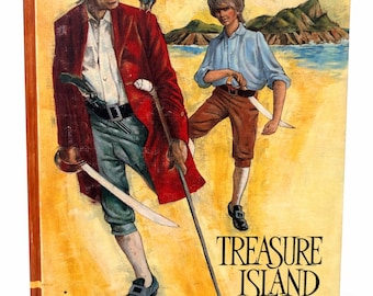 Vintage Treasure Island Hardcover | Illustrated Pirate Adventure Book