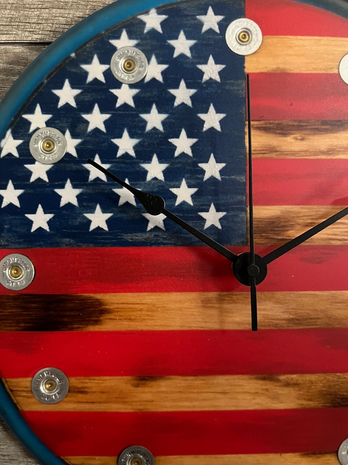 Natural Wood Epoxy Wall Clock With Gold Shell Casings, Wedding ...