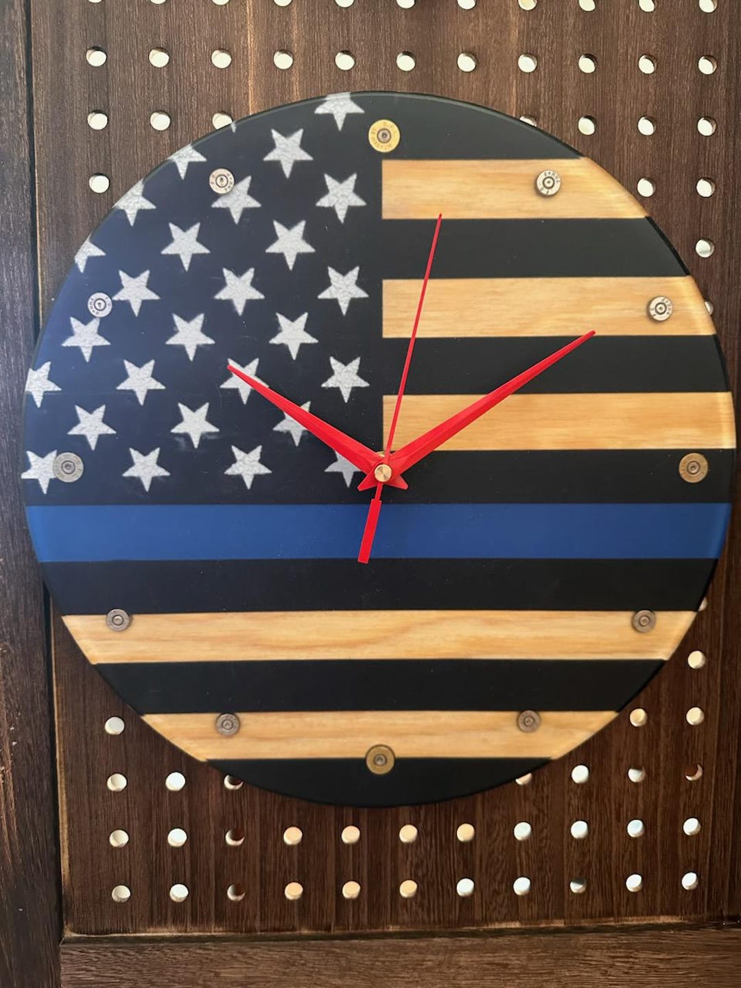 Natural Wood Epoxy Wall Clock With Gold Shell Casings, Wedding ...