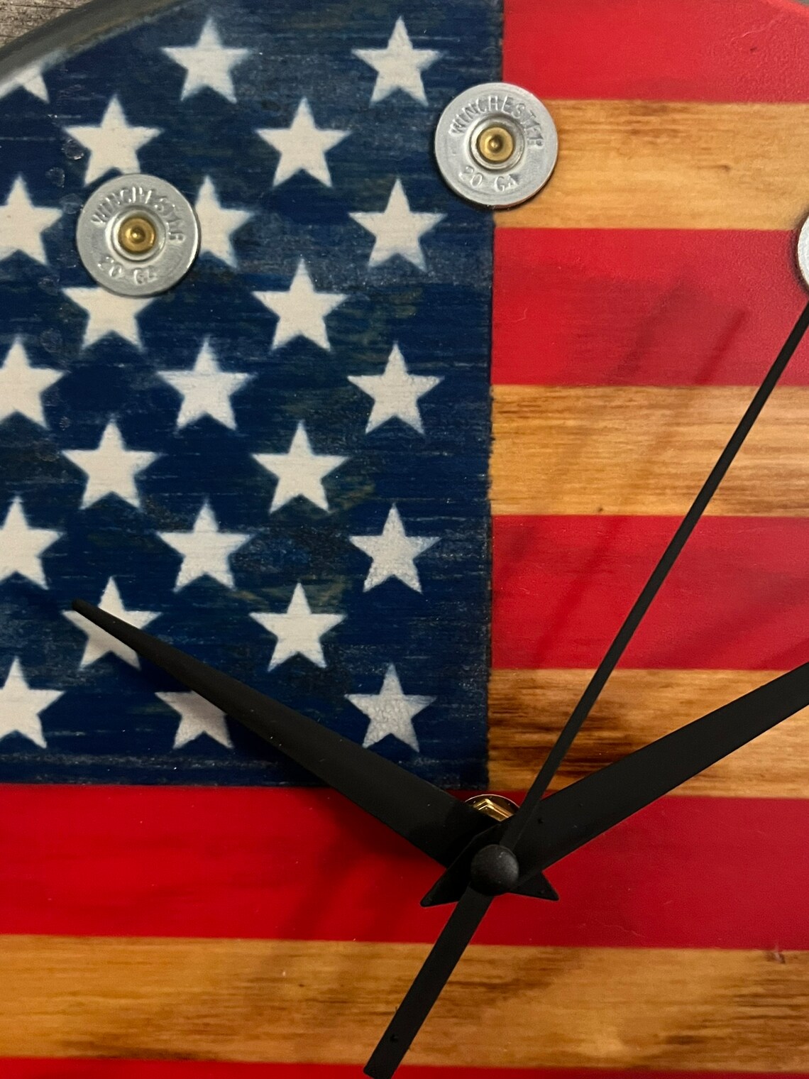 Natural Wood Epoxy Wall Clock With Gold Shell Casings, Wedding ...