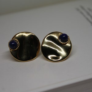 Bohemian Stud Earrings in 304 Stainless Steel Round, Respectful of Nature, Fashionable, 18K Gold image 3