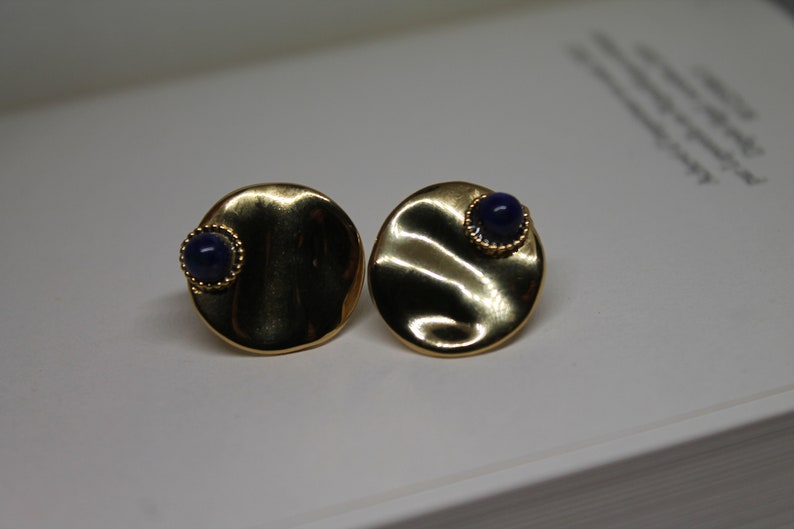 Bohemian Stud Earrings in 304 Stainless Steel Round, Respectful of Nature, Fashionable, 18K Gold image 3