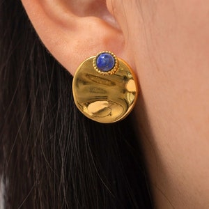 Bohemian Stud Earrings in 304 Stainless Steel Round, Respectful of Nature, Fashionable, 18K Gold image 1