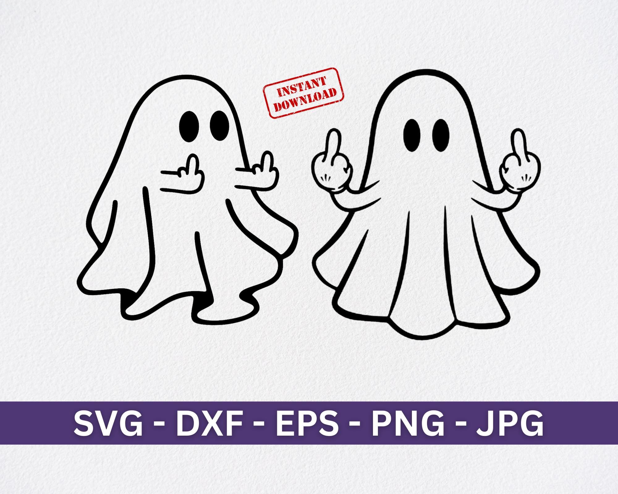 Ghost Middle Finger Svg, Halloween Svg, Svg File For Cricut, Cute Ghost Halloween Svg, Png, Eps - Instant Digital Download