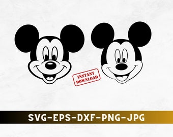 Micky Maus Gesicht SVG, Micky Maus Kopf geschnitten, Png für Cricut, Silhouette, Schneideplotter, Maus SVG, Gesicht, digitaler Download,