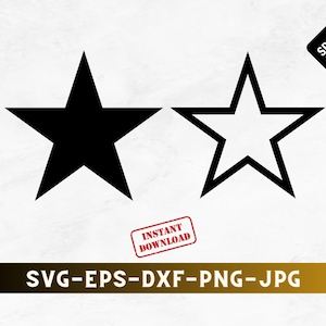 Star SVG Files, Star Vector Files, Star Outline Svg, Star Cut File, Star Clip Art, CnC Files, Svg, Png, Eps, Dxf Files Digital Download
