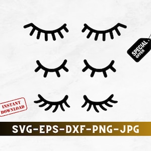 Cils Svg, fichier de coupe Cricut de cils, fichier de coupe Silhouette de cils, élément de cils, cils Png, clipart de cils, sommeil Svg