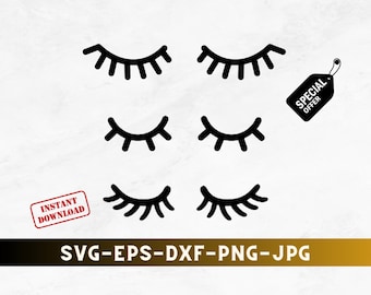 Pestañas SVG, Archivo de corte de pestañas Cricut, Archivo de corte de silueta de pestañas, Elemento de pestañas, Pestañas PNG, Clip Art de pestañas, Svg de sueño