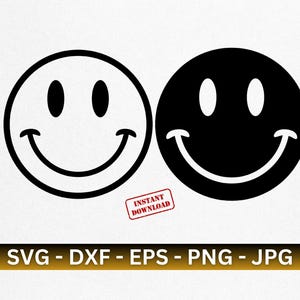 Smiley Face SVG, Smiley Face Cut File, Png, Jpg, Dxf - Instant Digital Download