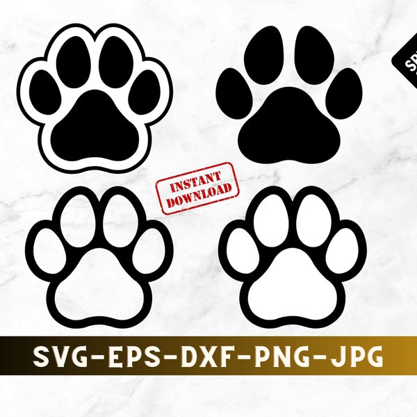Dog Paw SVG, Animal Paw SVG, Dog Foot Print, Svg, Dxf, Png, Jpg, Eps, Cricut, Silhouette, Vector, ClipArt | Instant Digital Download