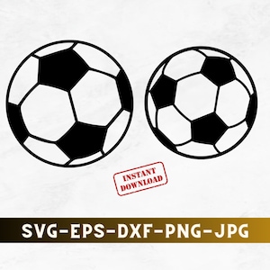 May include: Two black and white soccer balls, one larger than the other, on a white background. The text "INSTANT DOWNLOAD" is in a red rectangle.