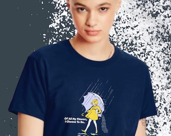 Salty Keep Up T-Shirt |  Salty Attitude Girl's T-shirt, Confident Girl with Umbrella Retro Rain Seattle T-Shirt, Fun Classic Design