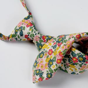 Green & Dusty Pink Boys Floral Tie, Childrens Pretied Necktie for Kids 1-12, Adjustable Toddler Cotton Tie, Wildflower Wedding - Charleston