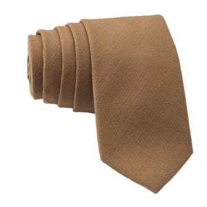 Stone Brown Solid Tie for Men, Cotton Skinny Tie, Taupe Wedding Tie for Groom, Plain Netural Necktie Gift for Dad, Missionary- Otis & Oliver