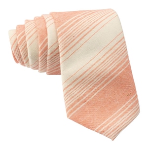 Orange Striped Tie for Men, Cotton Skinny Tie, Casual Beige Cream Stripe Necktie Gift for Dad, Business, Groom, Work, Missionary - Barcelona
