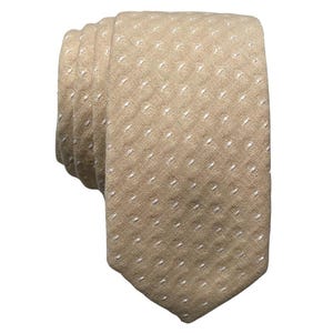 Tan & White Polka Dot Tie for Men, Spotted Cotton Skinny Tie, Light Brown Dotted Necktie for Son, Gift for New Dads, Missionary Tie - Lund