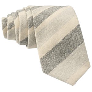 Dark Gray Striped Tie for Men, Cotton Skinny Tie, Casual Light Grey Stripe Necktie Gift for Dad, Business, Groom, Work, Missionary - Denver