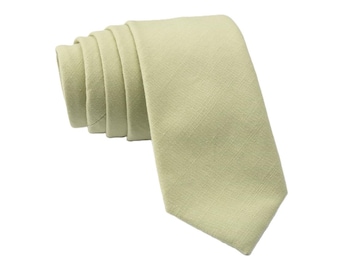 Pistachio Green Solid Tie for Men, Cotton Skinny Tie, Sage Wedding Tie for Groom, Plain Necktie Gift for Dad, Missionary- Otis & Oliver