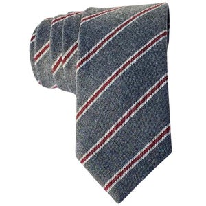 Gray & Red Striped Tie for Men, Cotton Skinny Tie, Slate Stripe Necktie for Son, Professional Tie for Dad, Classy Missionary Tie - Toronto