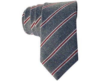 Gray & Red Striped Tie for Men, Cotton Skinny Tie, Slate Stripe Necktie for Son, Professional Tie for Dad, Classy Missionary Tie - Toronto